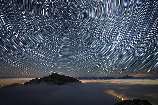 Star trails over Grigna peak